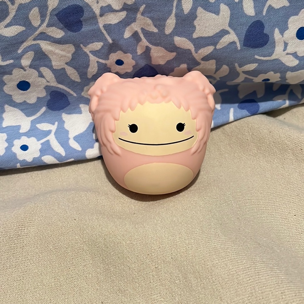 Pink yeti squish toy
